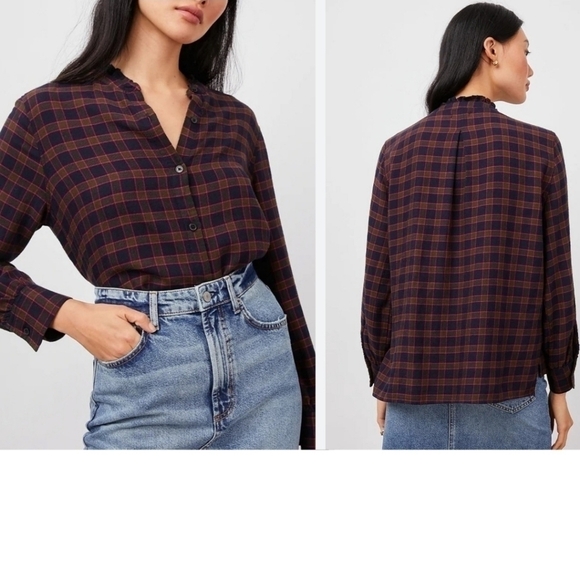 Rails Andie Plaid Button Down Shirt Size Extra Small in Navy Olive Fus… - Picture 16 of 16